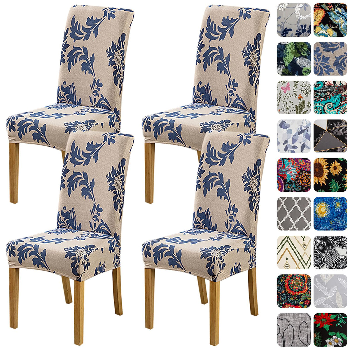 HZDHCLH Dining Chair Covers Set of 4 Stretch Chair Slipcovers Washable
