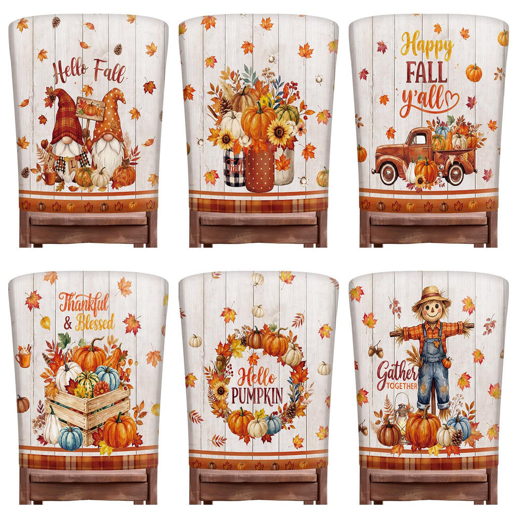Moukeren 6 Pcs Halloween Chair Cover Set Gothic Halloween Decor Stretch Dining Chair Back Covers Witch Skeleton Pumpkin Black Cat Bat Seat Covers Farmhouse Dining Seat Protector for Home Kitchen Decor