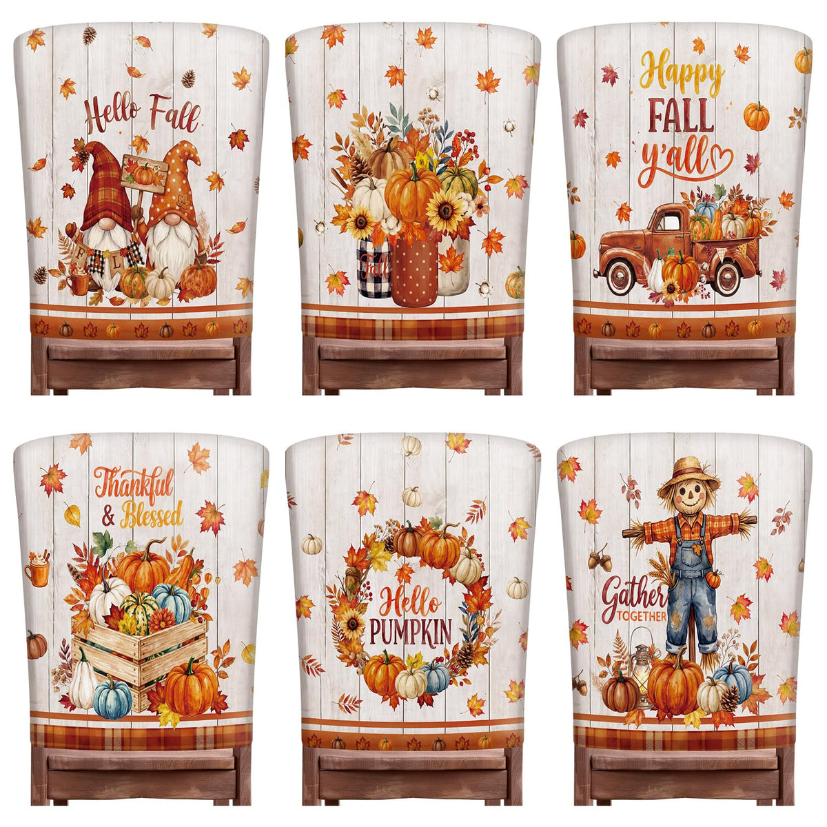 Moukeren 6 Pcs Halloween Chair Cover Set Gothic Halloween Decor Stretch Dining Chair Back Covers Witch Skeleton Pumpkin Black Cat Bat Seat Covers Farmhouse Dining Seat Protector for Home Kitchen Decor