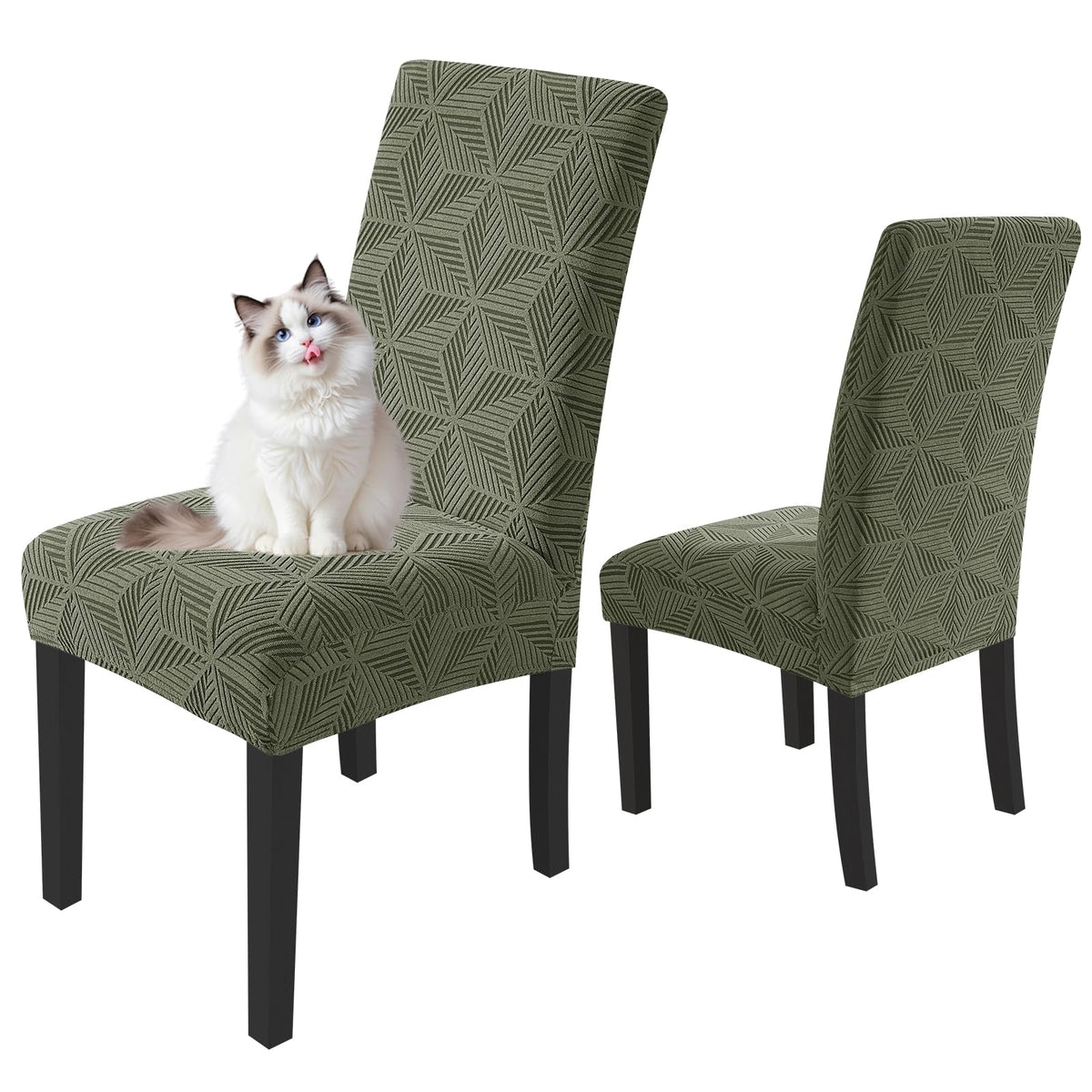 YEMYHOM 2 Packs Latest Checkered Dining Chair Slipcover Parsons Chair Furniture Protector Stretch Chair Covers for Dining Room, Restaurant, Kitchen, Party (Light Gray)