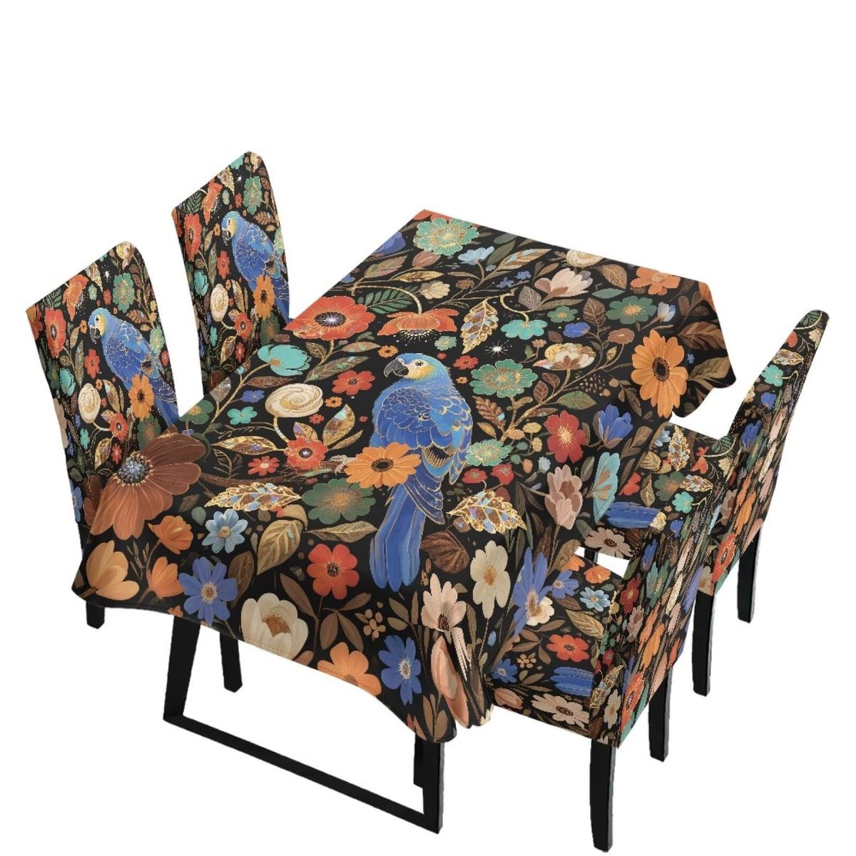 Thanksgiving Themed Dining Room Chair Cover and Tablecloths 5 Packs, Fall Leaf Print Kitchen Chair Seat Slipcovers Anti-Wrinkle Table Protector for Thanksgiving Day Party