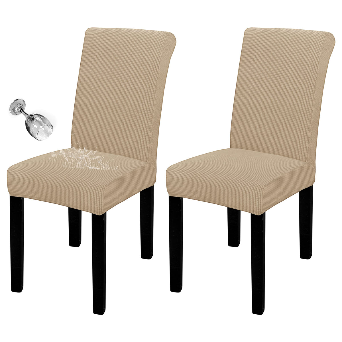 Easy-Going 100% Waterproof Dining Room Chair Covers Set of 6, Large