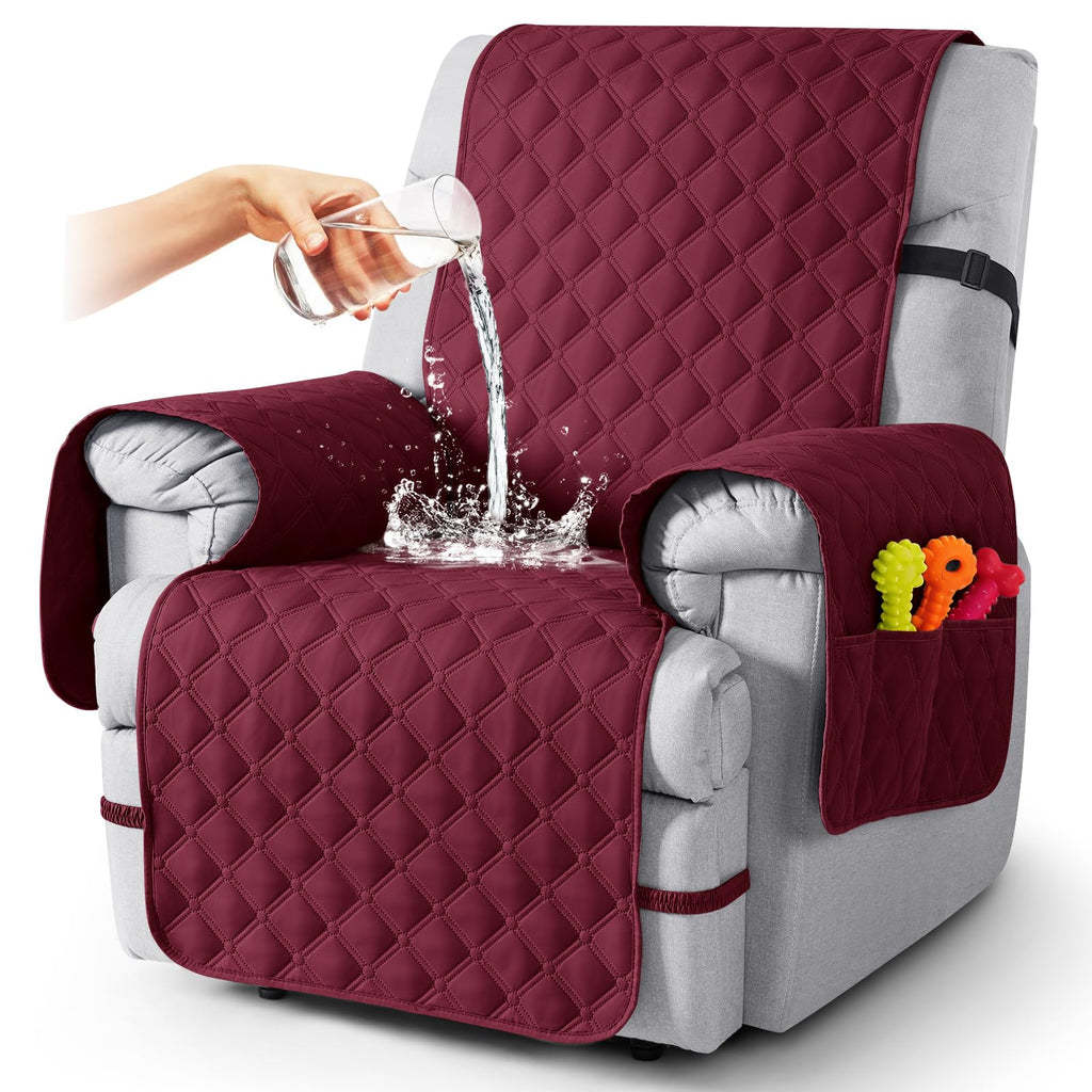 TAOCOCO 100% Waterproof Loveseat Recliner Covers Reversible, Charcoal Gray