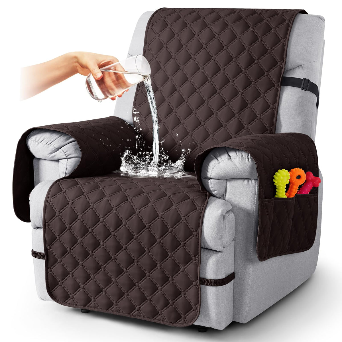 TAOCOCO 100% Waterproof Loveseat Recliner Covers Reversible, Charcoal Gray
