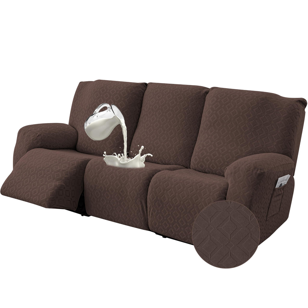 Genina Waterproof Recliner Loveseat Cover,2 Seat with Console,Dark Gray