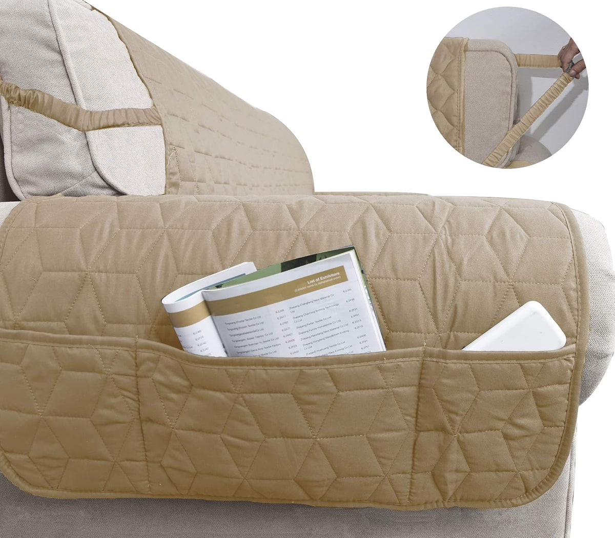 Ameritex Loveseat Cover Water-Resistant Quilted Furniture Protector with Back Nonslip Paws Slipcover for Dogs, Kids, Pets Loveseat Slipcover Stay in Place for Leather (Sand, 54'')