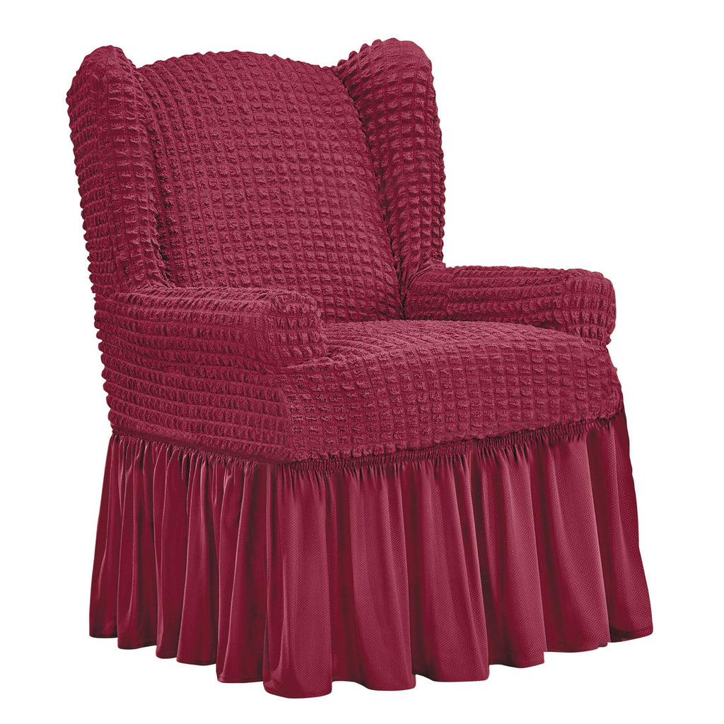 Collections Etc Textured Squares Ruffled Slipcover Taupe Loveseat