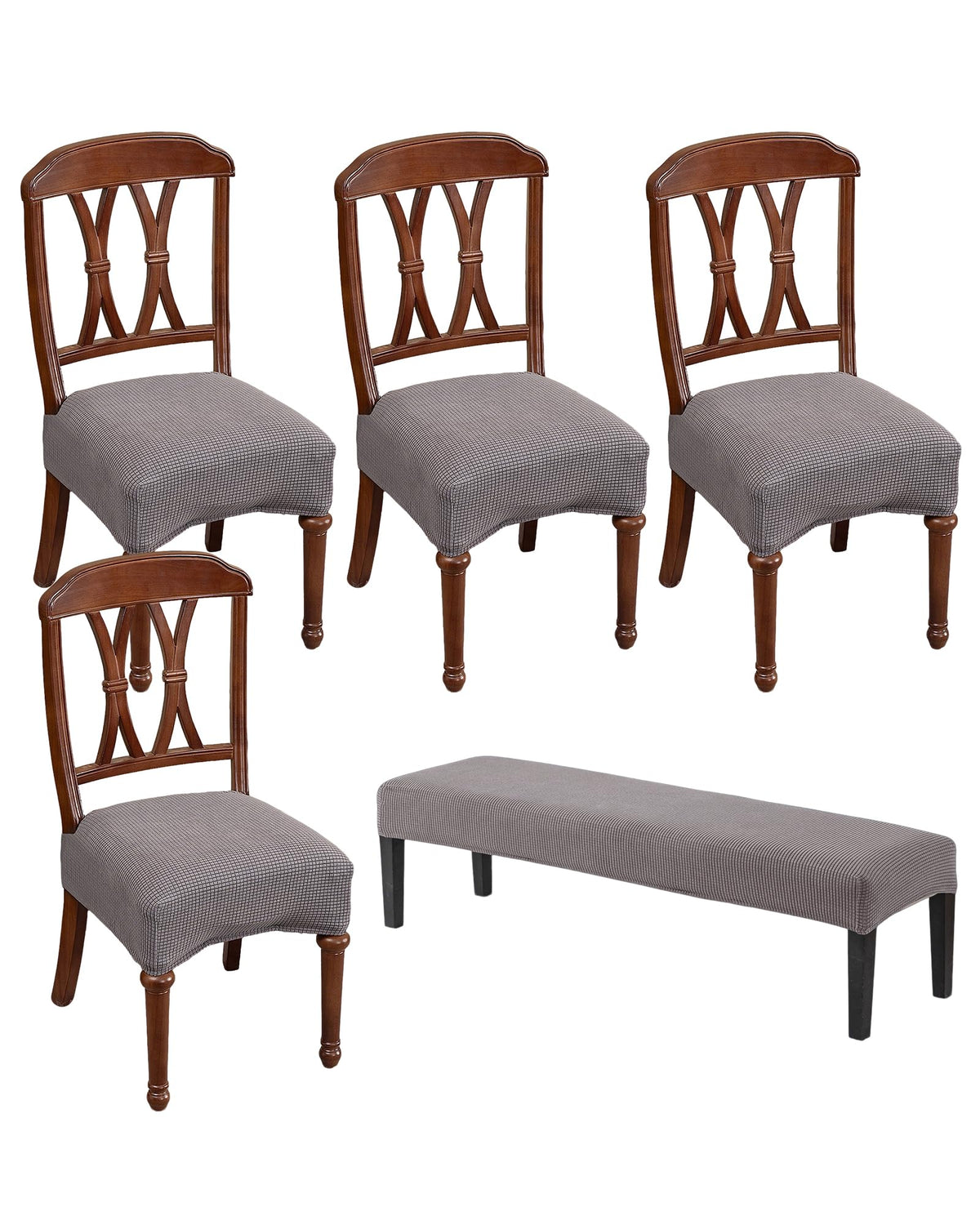 CRFATOP Dining Chair Seat Covers Set of 4 with Stretch Bench Slipcover,04