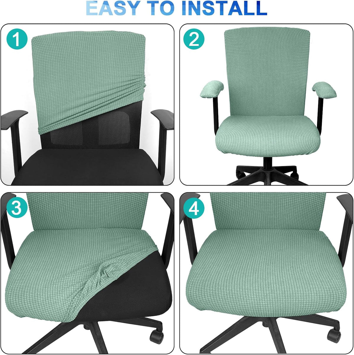 Tallew 4 Pcs Office Chair Covers Stretchable Armrest Seat,XL,Pea Green