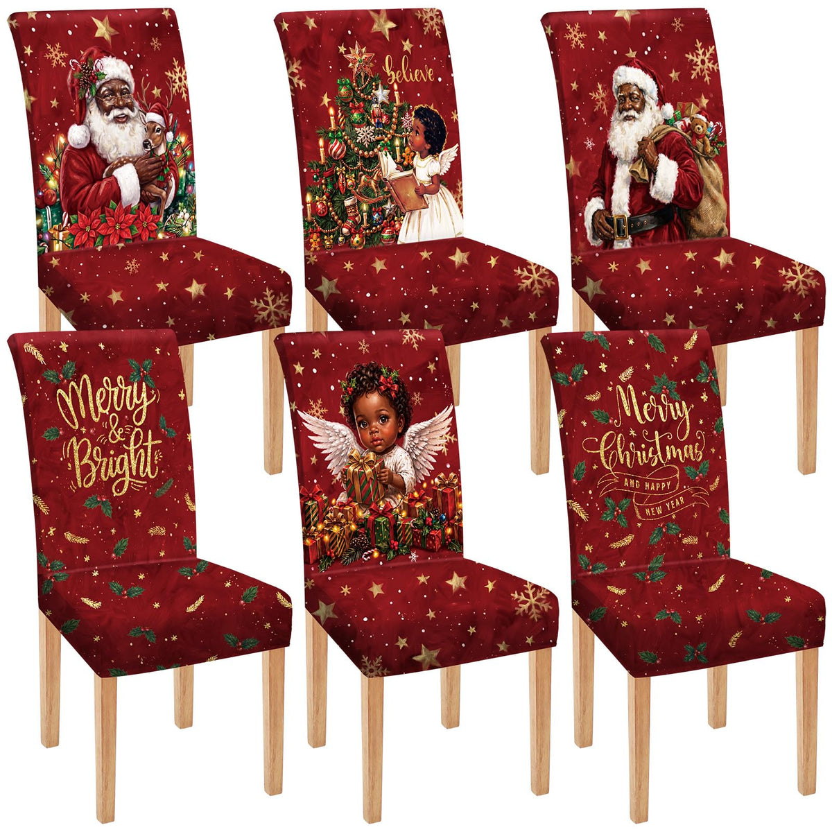 Moukeren 6 Pcs Halloween Chair Covers Scary Dining Chair Slipcovers