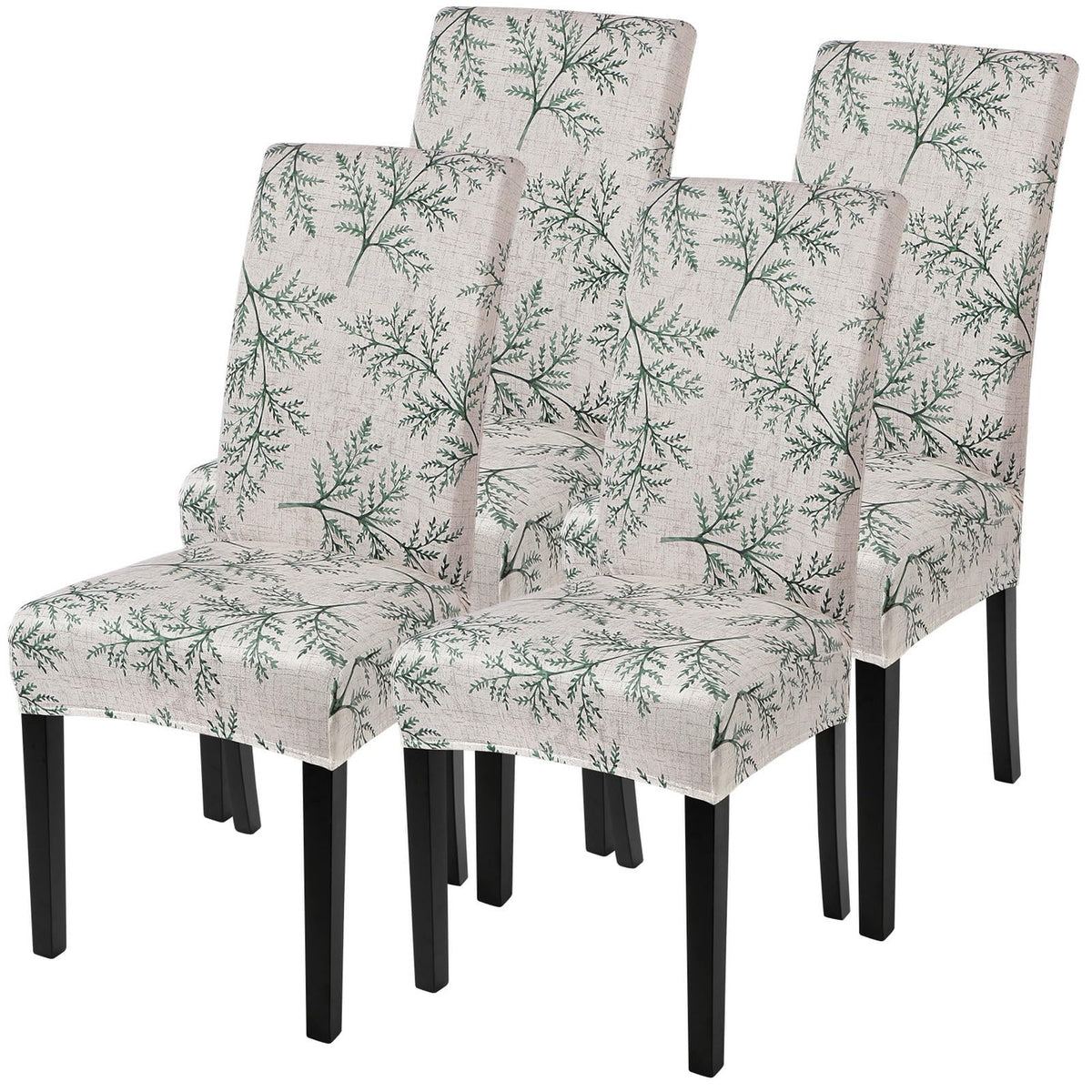 SearchI Chair Covers Slipcovers Set of 4, Spandex Super Fit Stretch Removable Washable Kitchen Parsons Protector for Dining Room,Hotel,Ceremony,Beige+Flowers
