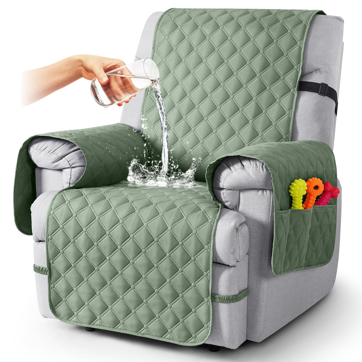 TAOCOCO 100% Waterproof Loveseat Recliner Covers Reversible, Charcoal Gray