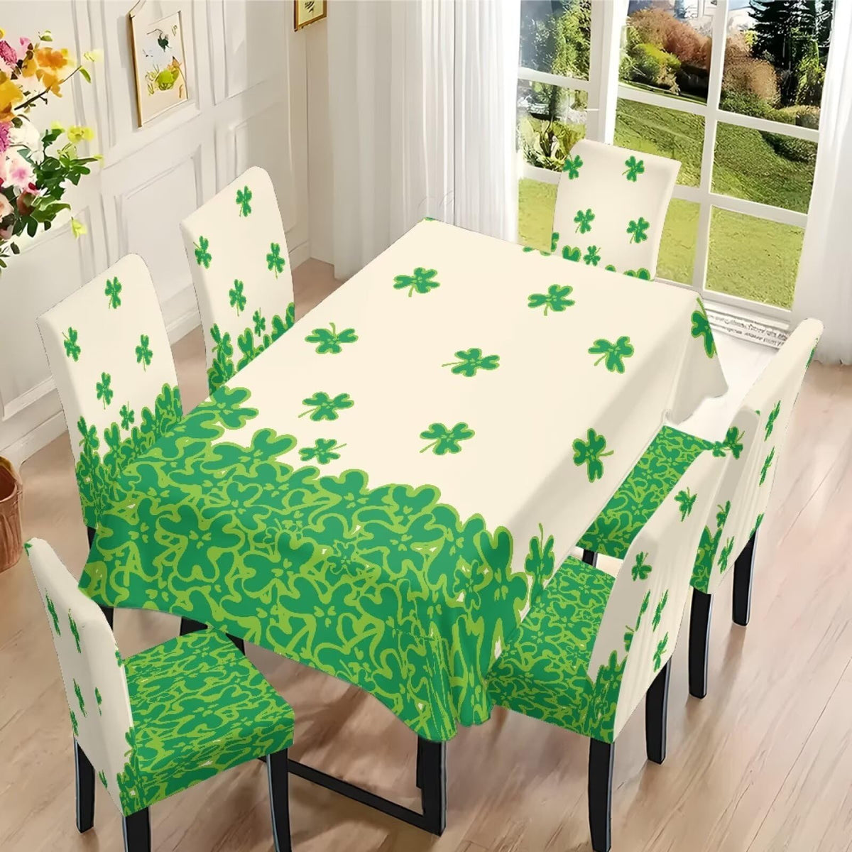 ZDCUSTOM Vintage Table and Chair Covers for Parties Stylish Dining Chairs Cover Washable Cozy Tablecloths Rectangular for Home Party Weeding