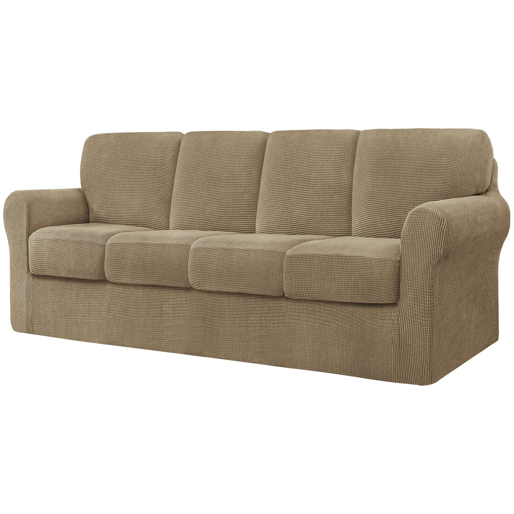CHUN YI 5 Piece Stretch Couch Covers for Sofa, Loveseat, Grey