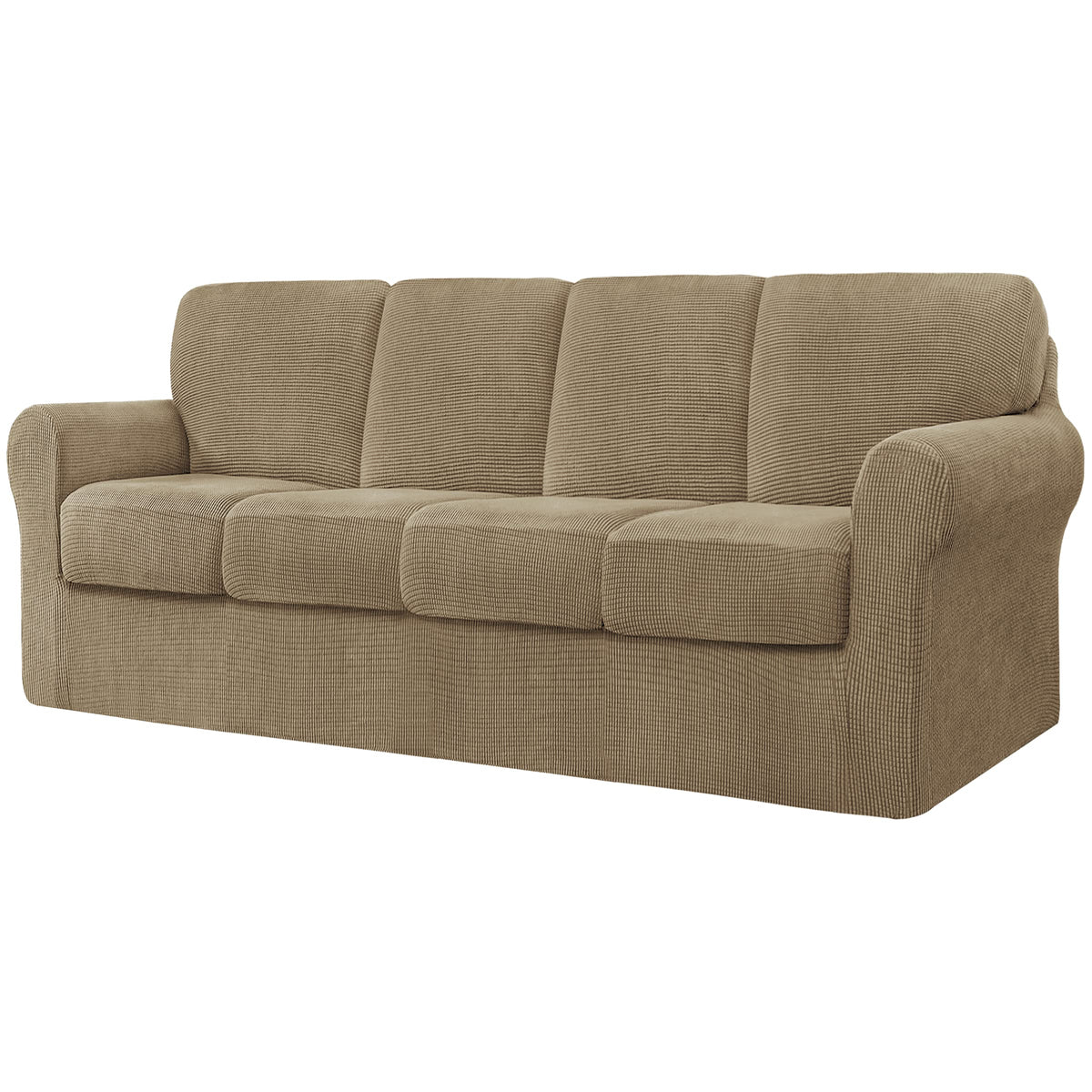 CHUN YI 5 Piece Stretch Couch Covers for Sofa, Loveseat, Grey