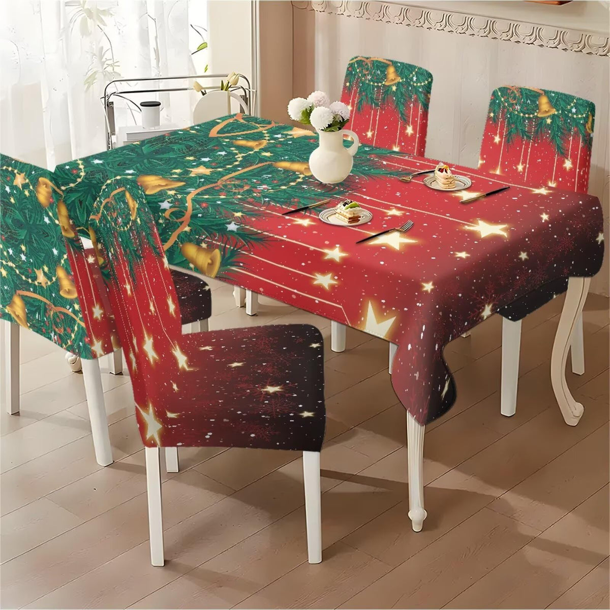 ZDCUSTOM Vintage Table and Chair Covers for Parties Stylish Dining Chairs Cover Washable Cozy Tablecloths Rectangular for Home Party Weeding
