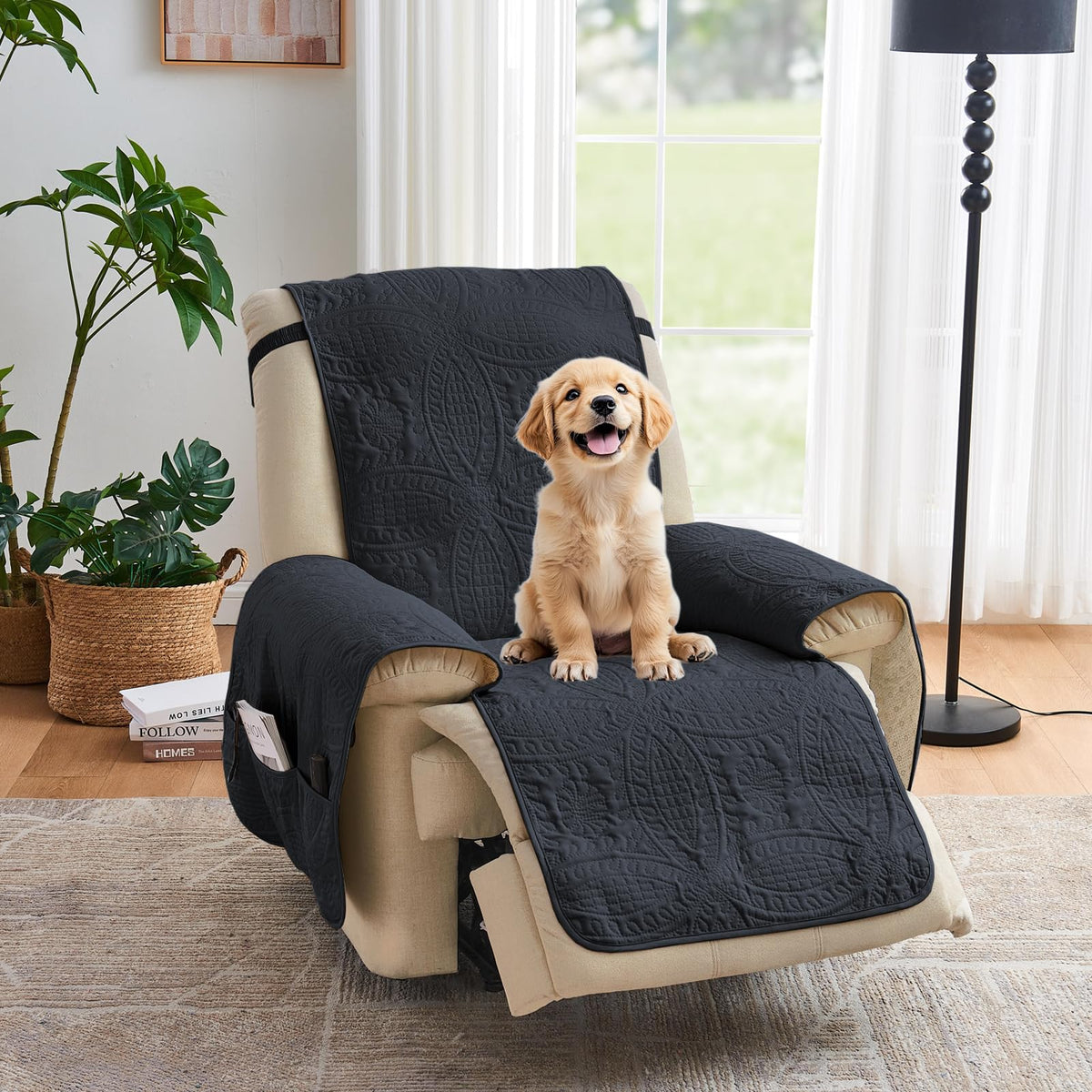 Beige Loveseat Covers for 2 Cushion Couch, Water-Repellent Quilted Covers for Sofa, Machine Washable Love Seat Couch Covers, Pet Friendly Loveseat Slipcovers (Loveseat 48", Beige Cream)