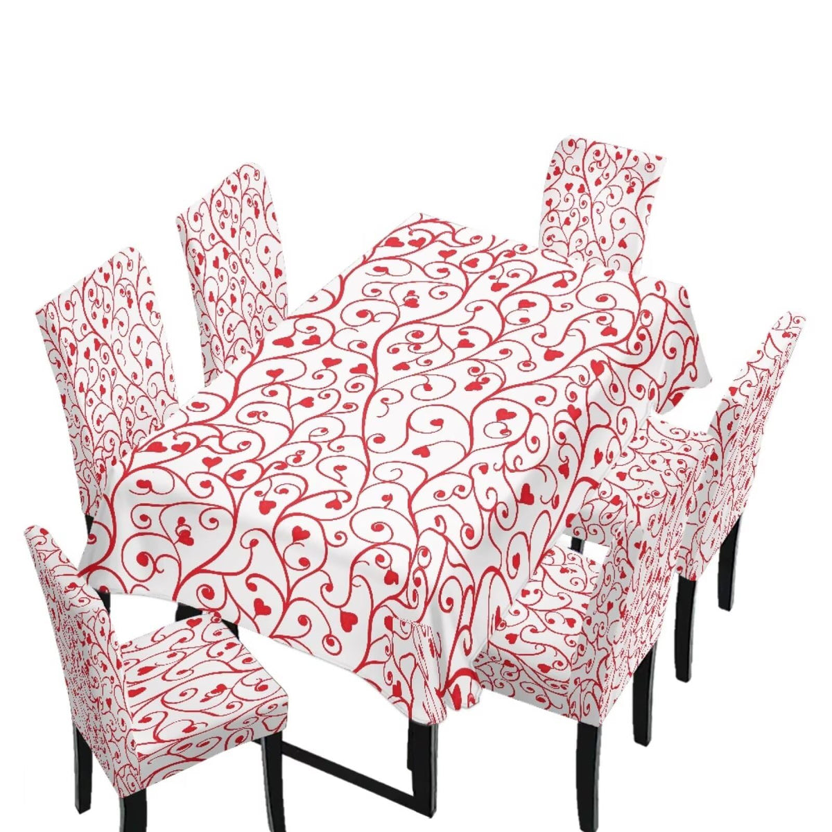 5 Pack Dining Table Cloth Rectangle 4 Seater Includes Kitchen Chair Covers, Stretch Seat Covers for Dining Chairs Anti-dust Washable Table Protector, Tribe Aztec Geometry Print