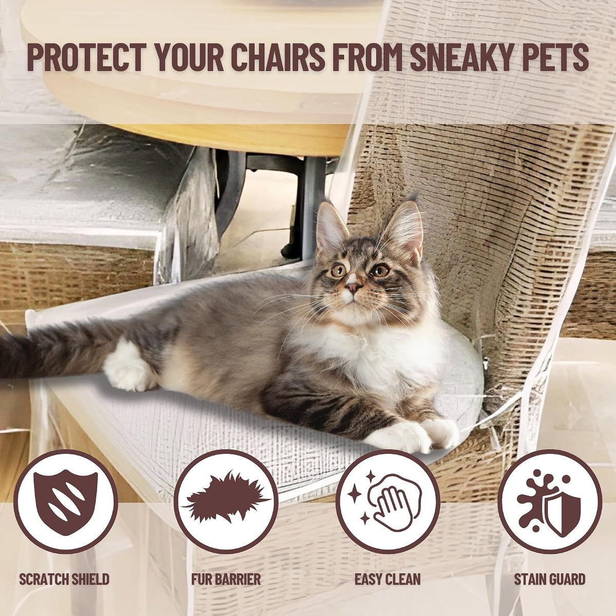 Evelots 6-Pack Clear PVC Dining Chair Covers, Spill-Resistant Protectors