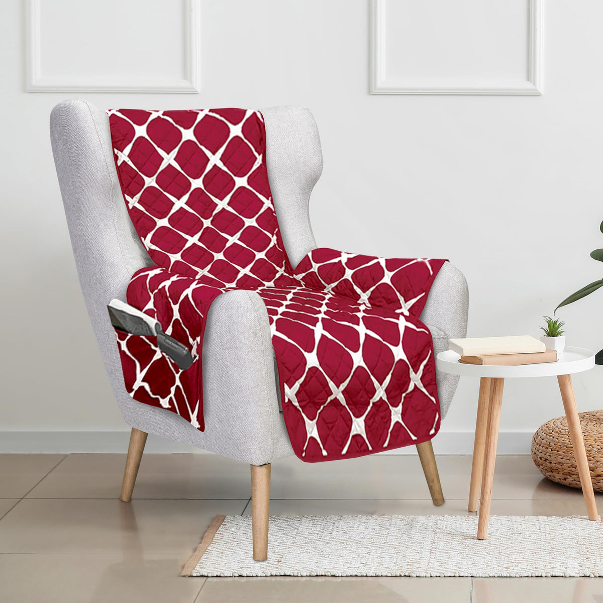 Elegant Comfort Quilted Furniture Protectors Solid and Printed Design Reversible Slipcovers Featuring Elastic Straps and Smart Pockets Great for Pets, and More, Bloomingdale Loveseat, Cream/Taupe