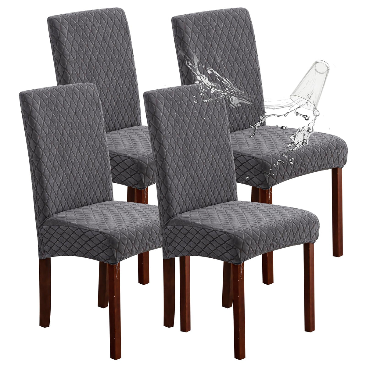 Genina Waterproof Dining Chair Covers Set of 4 Parsons Chair Slipcovers