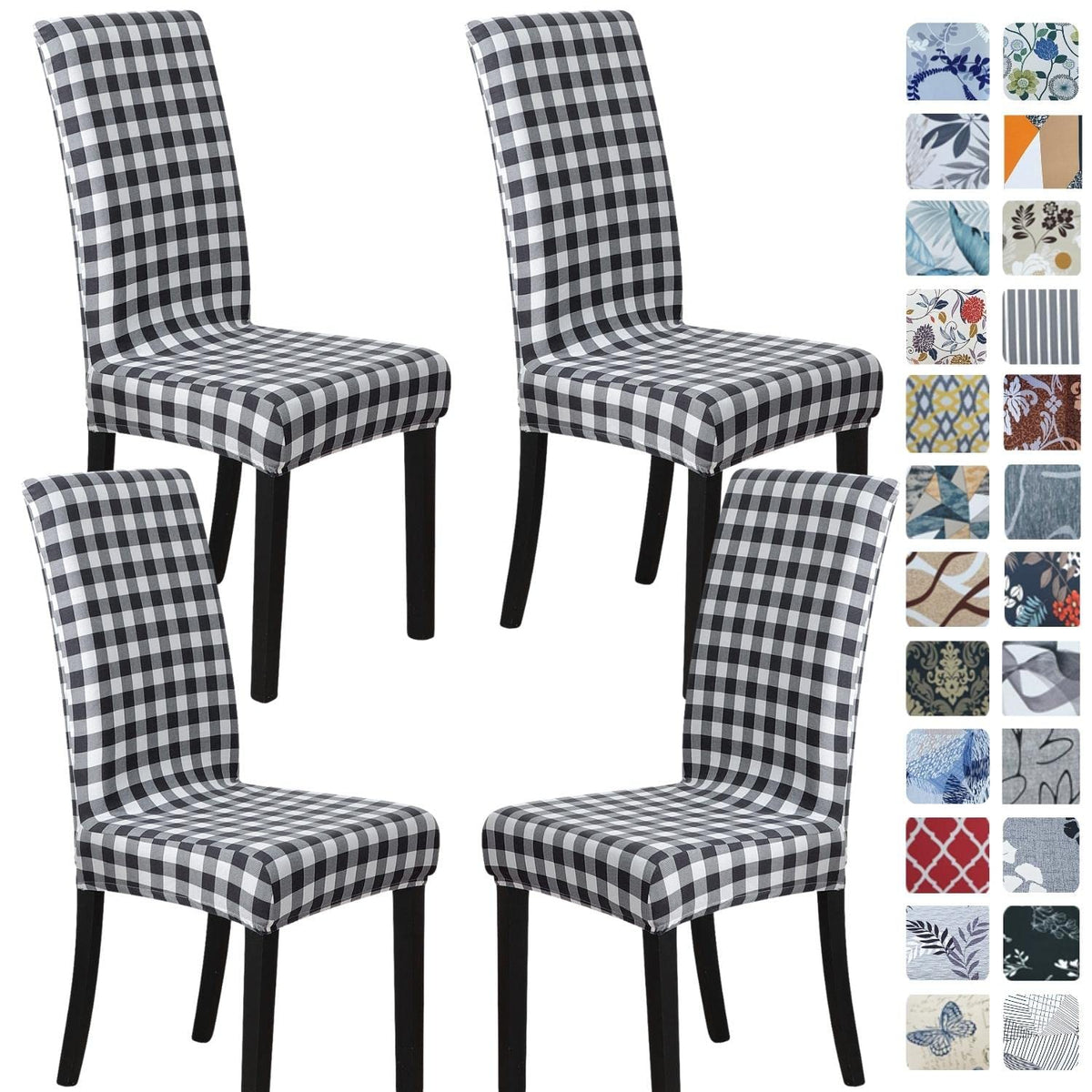 SPRINGRICO Chair Covers for Dining Room Set of 4, Stretch Dining Chair Cover, Washable Spandex Kitchen Parsons Chair Slipcovers, Removable Seat Protector for Home or Party (4 Pack, Lotus Gray)