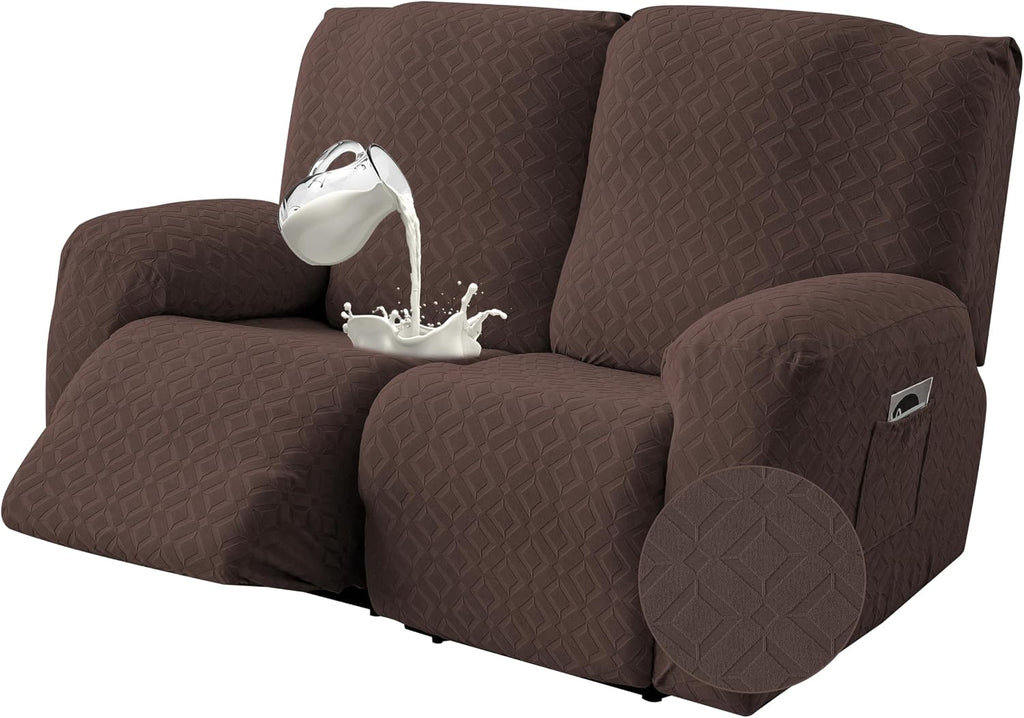 Genina Waterproof Recliner Loveseat Cover,2 Seat Couch Cover,Chocolate