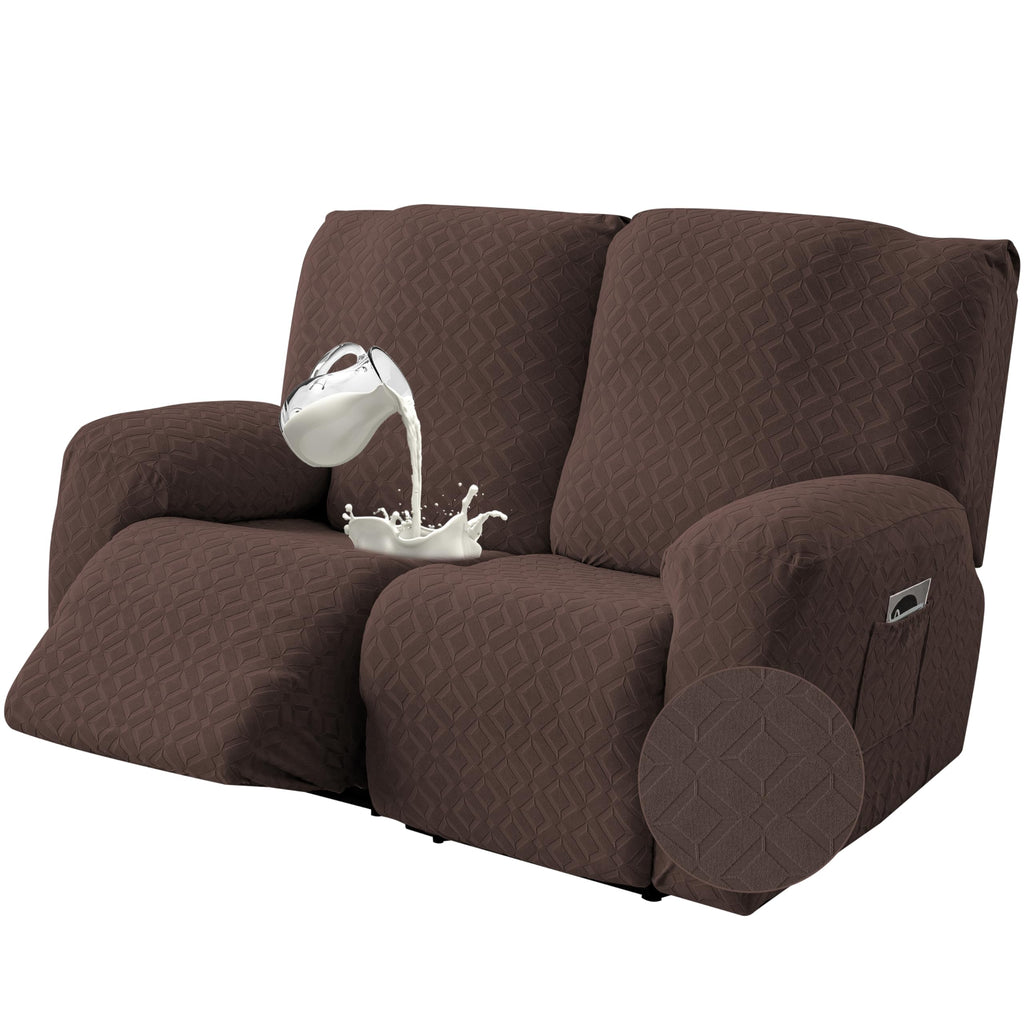 Genina Waterproof Recliner Loveseat Cover,2 Seat with Console,Dark Gray