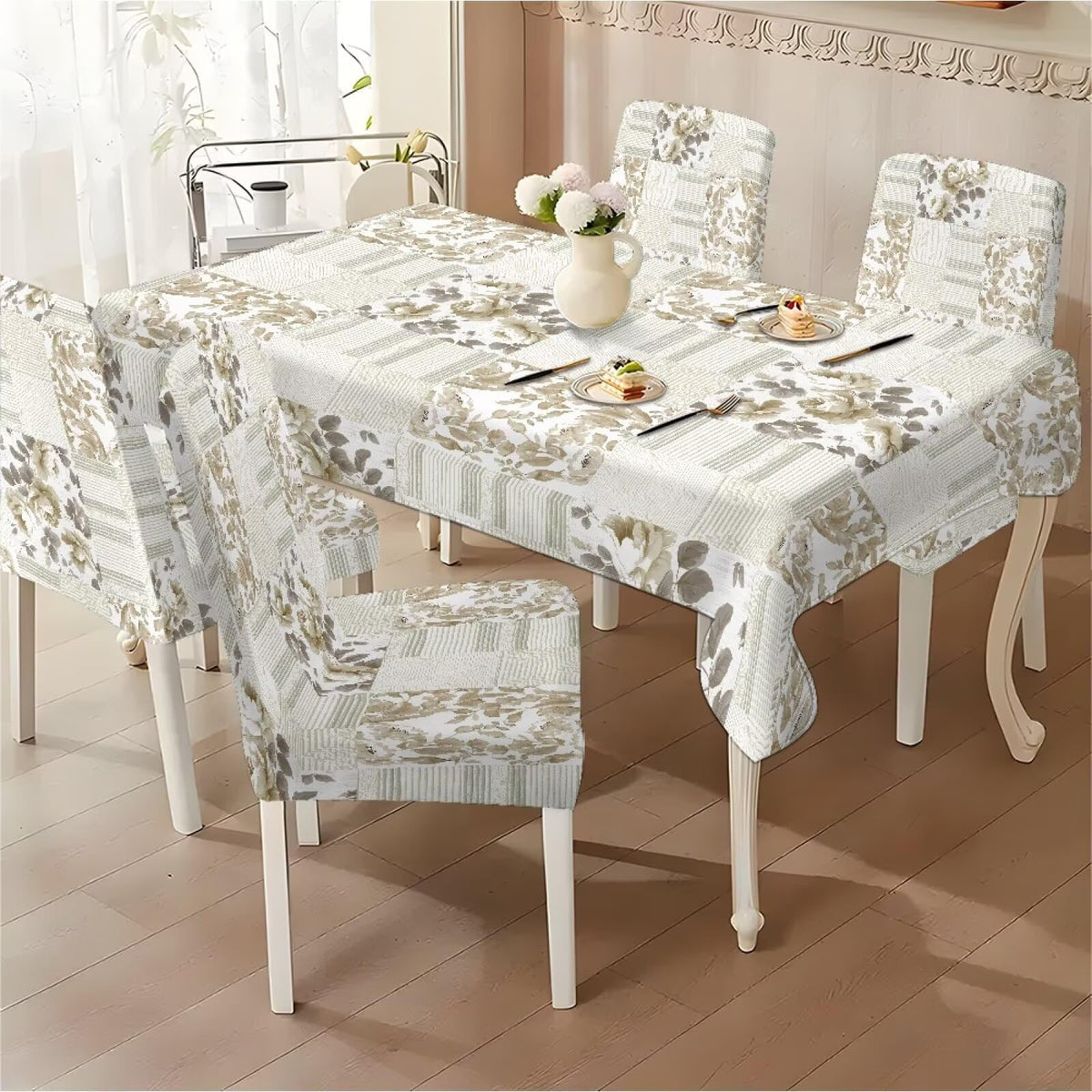 ZDCUSTOM St Patricks Day Table Cloth and Chair Cover Set of 4 Green Tablecloths Rectangular Festive Chair Covers for Dining Chairs St. Patrick’s Day Decoration