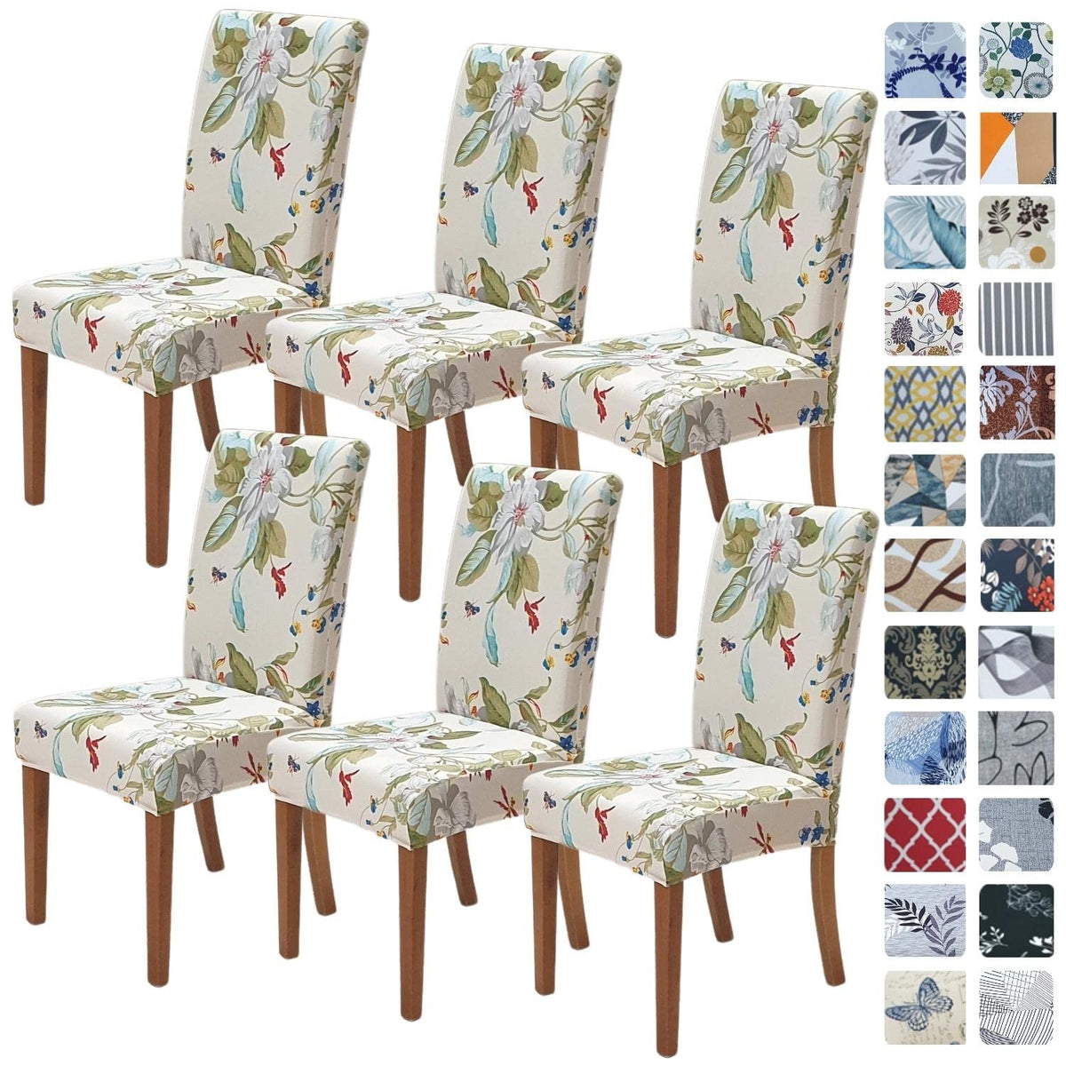 SPRINGRICO Chair Covers for Dining Room Set of 4, Stretch Dining Chair Cover, Washable Spandex Kitchen Parsons Chair Slipcovers, Removable Seat Protector for Home or Party (4 Pack, Lotus Gray)