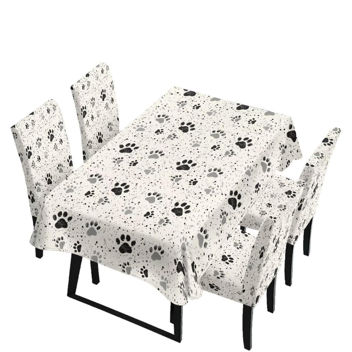 Fall Pumpkin Rectangular Table Cloth & Dining Chair Covers Set of 7, Stain Resistant Wipeable Chair Protectors for Farmhouse Rustic Home Kitchen Party Decor