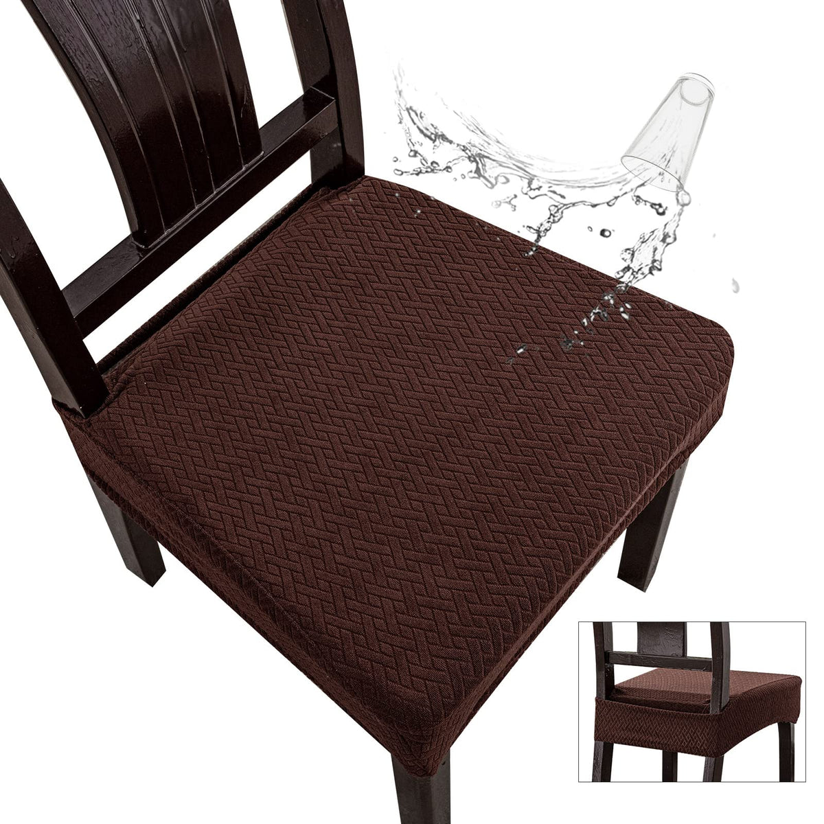 Genina Waterproof Seat Covers for Dining Room Chairs, Rear Covered
