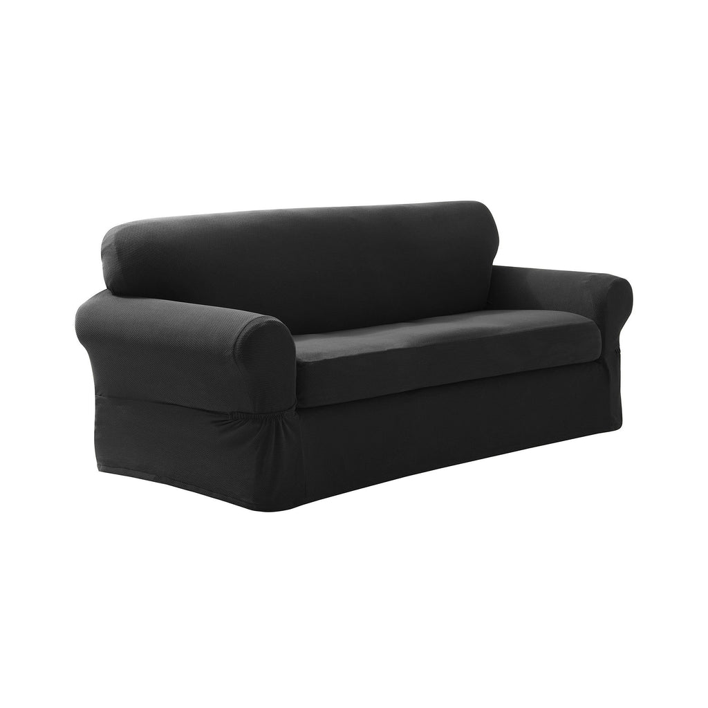 Maytex Pixel 2 Piece Loveseat Slipcover, Black