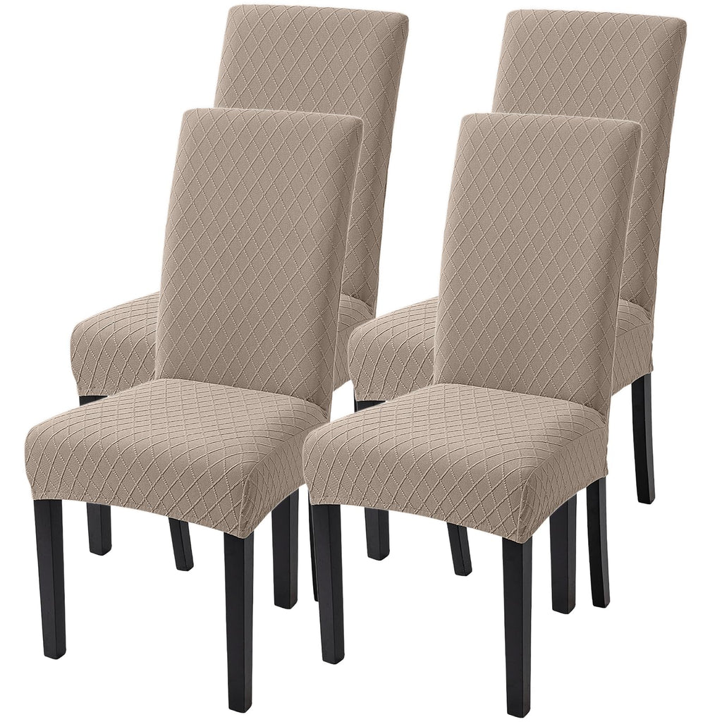 SearchI Chair Covers Slipcovers Set of 4, Spandex Super Fit Stretch Removable Washable Kitchen Parsons Protector for Dining Room,Hotel,Ceremony,Beige+Flowers