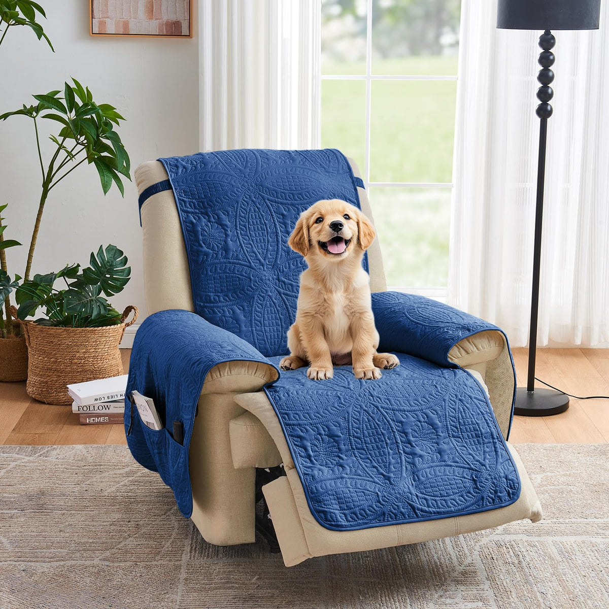 Beige Loveseat Covers for 2 Cushion Couch, Water-Repellent Quilted Covers for Sofa, Machine Washable Love Seat Couch Covers, Pet Friendly Loveseat Slipcovers (Loveseat 48", Beige Cream)