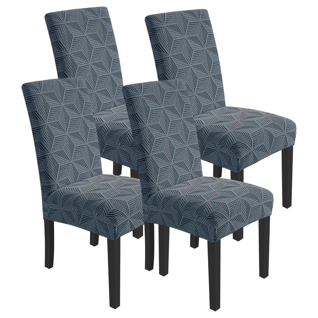 YEMYHOM 2 Packs Latest Checkered Dining Chair Slipcover Parsons Chair Furniture Protector Stretch Chair Covers for Dining Room, Restaurant, Kitchen, Party (Light Gray)