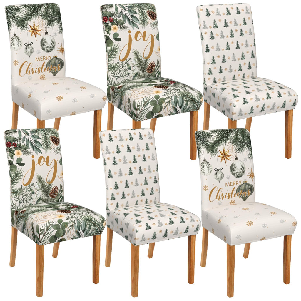 6 Pcs Fall Chair Covers for Dining Room, Thanksgiving Stretch Removable Dining Chair Cover Set of 6, Autumn Pumpkin Chair Slipcovers Seat Protector for Fall Restaurant Decor