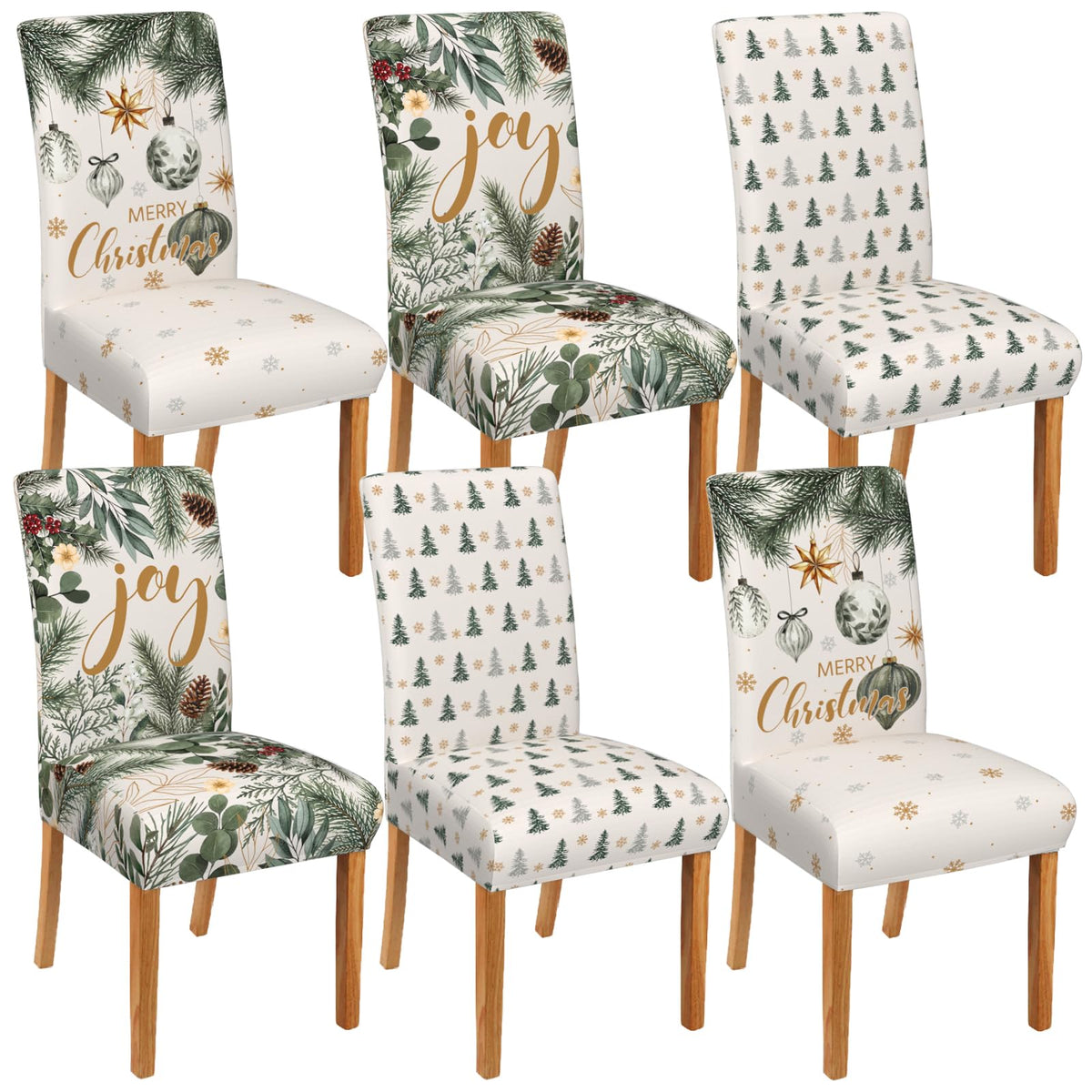 6 Pcs Fall Chair Covers for Dining Room, Thanksgiving Stretch Removable Dining Chair Cover Set of 6, Autumn Pumpkin Chair Slipcovers Seat Protector for Fall Restaurant Decor