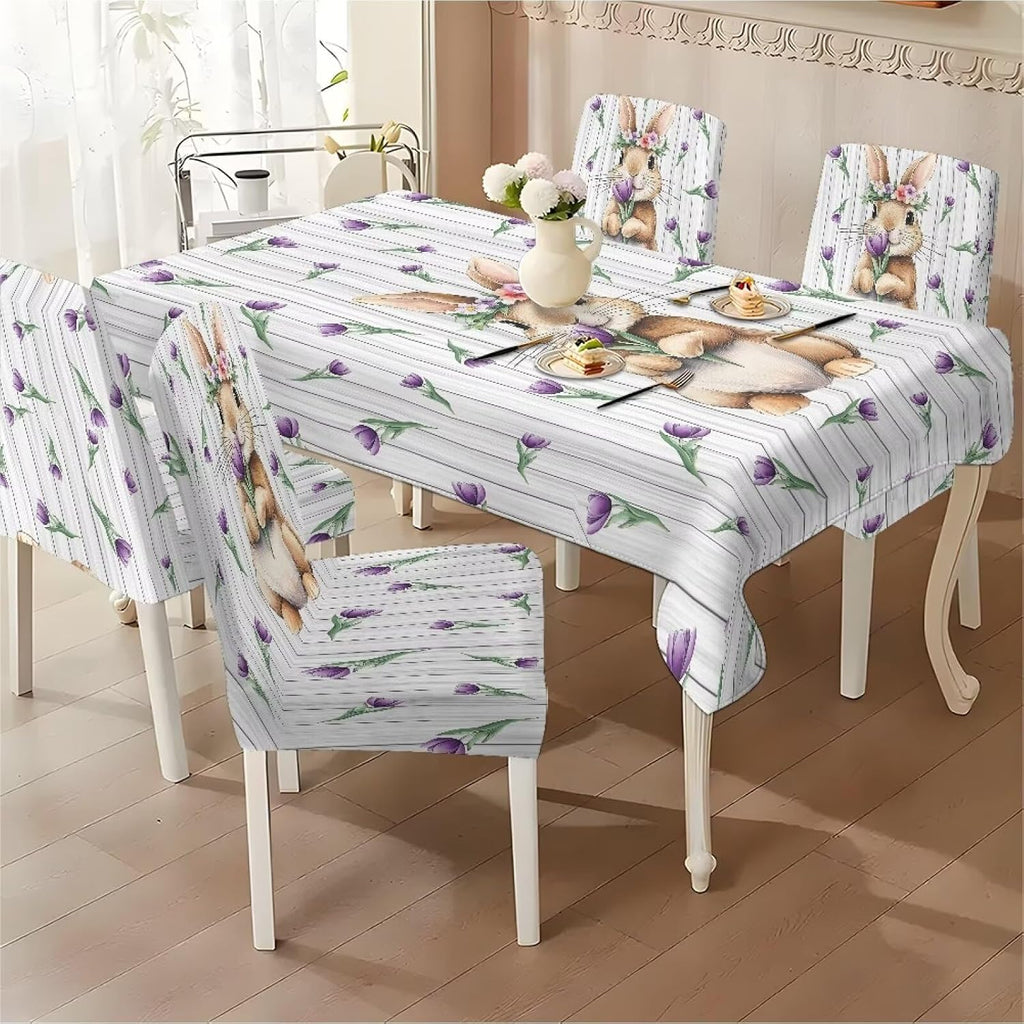 ZDCUSTOM Cozy Dining Chair Covers Tablecloths Rectangular & Table and Chair Covers for Parties Washable Sunflower Dining Room Decor Universal Fit