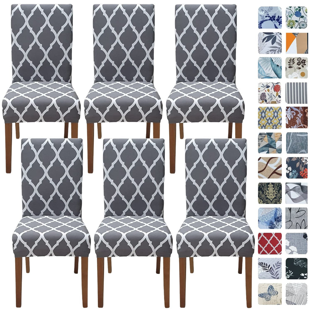SPRINGRICO Chair Covers for Dining Room Set of 4, Stretch Dining Chair Cover, Washable Spandex Kitchen Parsons Chair Slipcovers, Removable Seat Protector for Home or Party (4 Pack, Lotus Gray)
