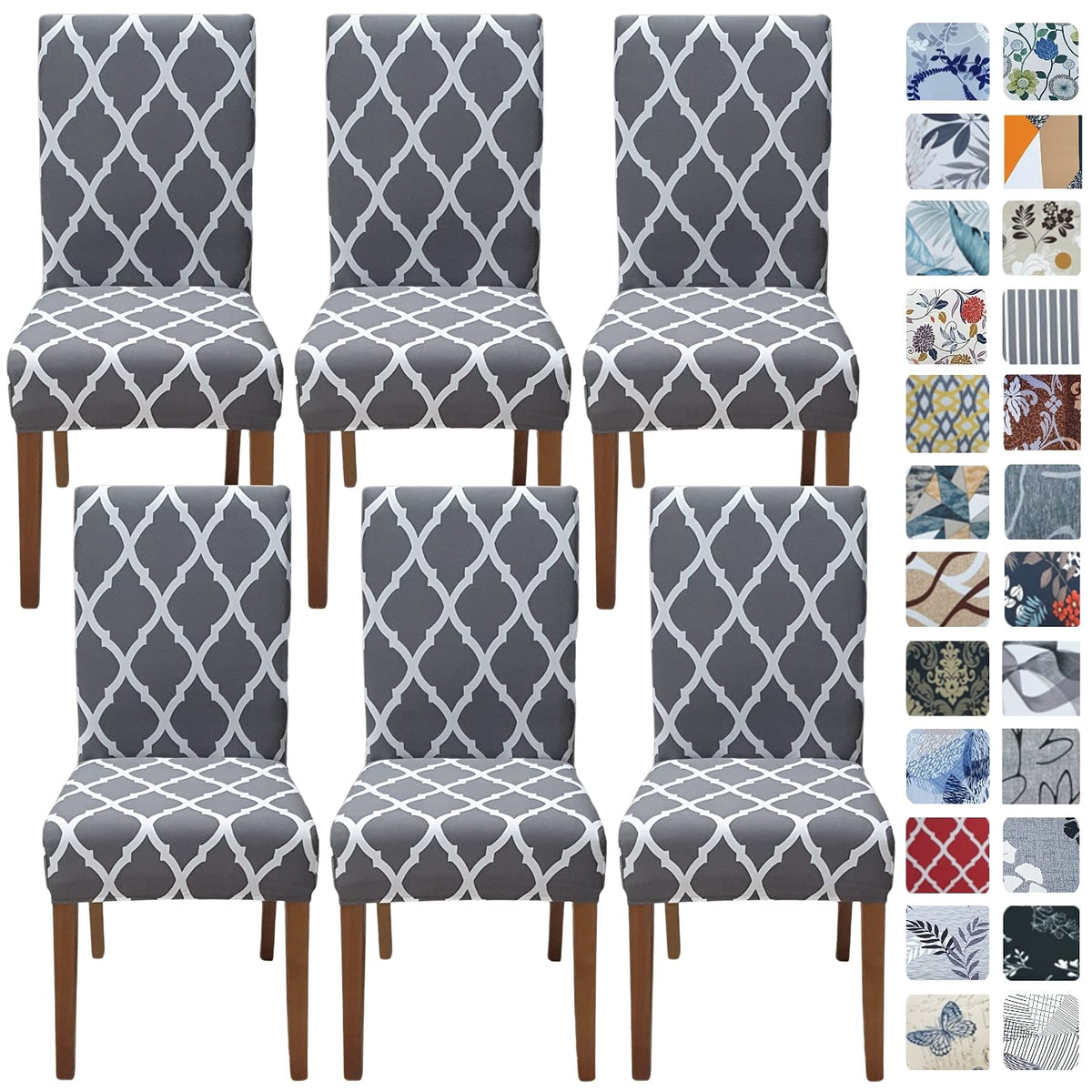SPRINGRICO Chair Covers for Dining Room Set of 4, Stretch Dining Chair Cover, Washable Spandex Kitchen Parsons Chair Slipcovers, Removable Seat Protector for Home or Party (4 Pack, Lotus Gray)