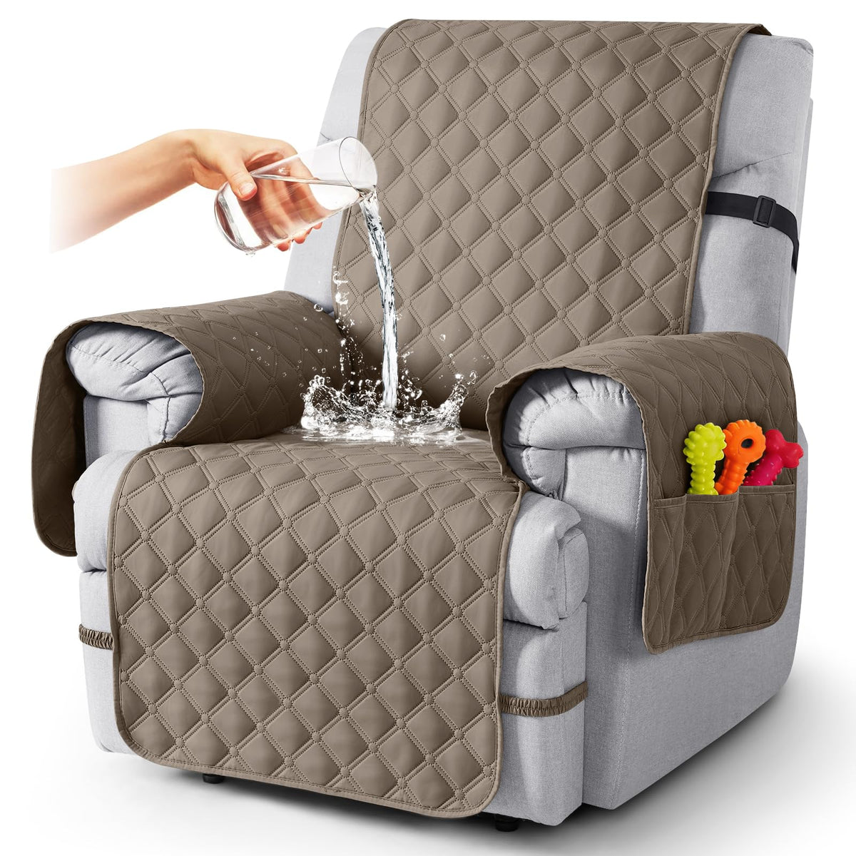TAOCOCO 100% Waterproof Loveseat Recliner Covers Reversible, Charcoal Gray