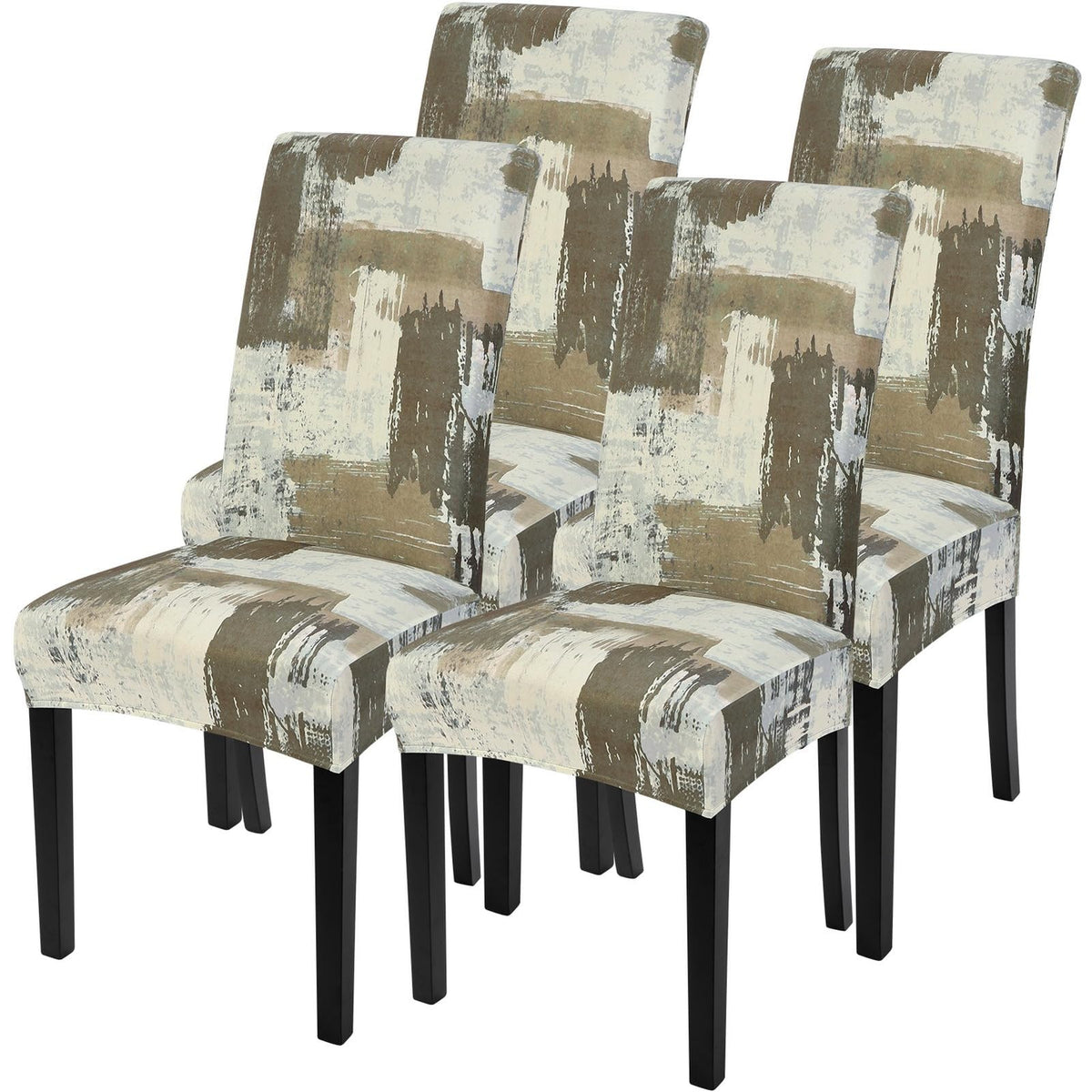 SearchI Dining Room Chair Covers Set of 6, Stretch Jacquard Parsons Chair Slipcovers Super Fit Removable Washable Kitchen Chair Protector Cover for Dining Room, Hotel, Ceremony (Beige Rhombus)