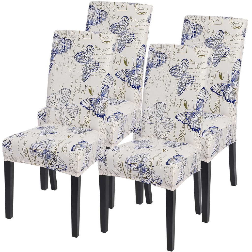 SearchI Dining Room Chair Covers Set of 6, Stretch Jacquard Parsons Chair Slipcovers Super Fit Removable Washable Kitchen Chair Protector Cover for Dining Room, Hotel, Ceremony (Beige Rhombus)