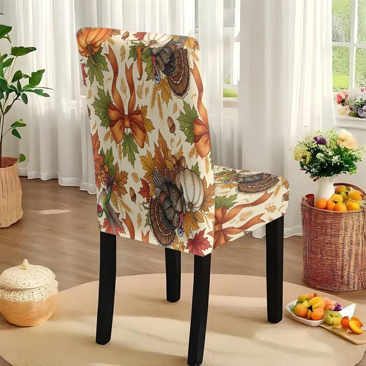 Thanksgiving Rectangle Table Cloth with Dining Chair Cover