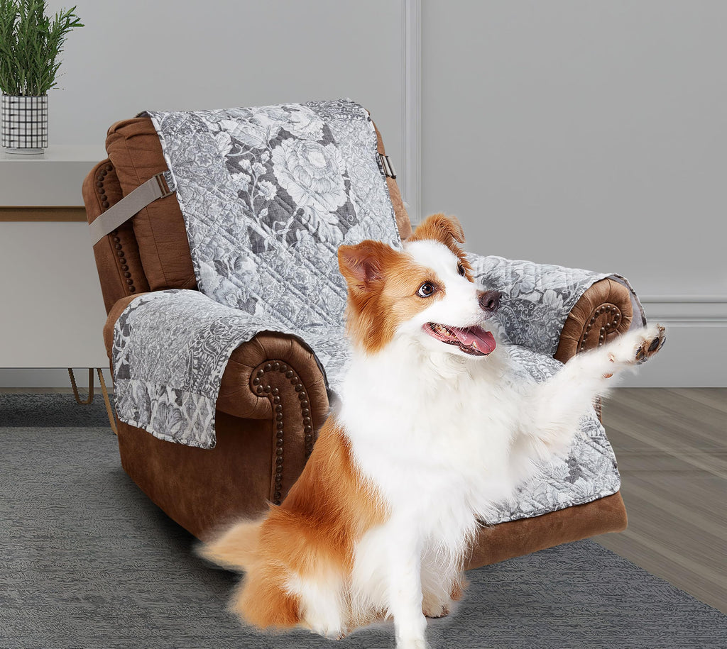 Brilliant Sunshine Blue Toile Couch Loveseat Slip Cover for Dogs