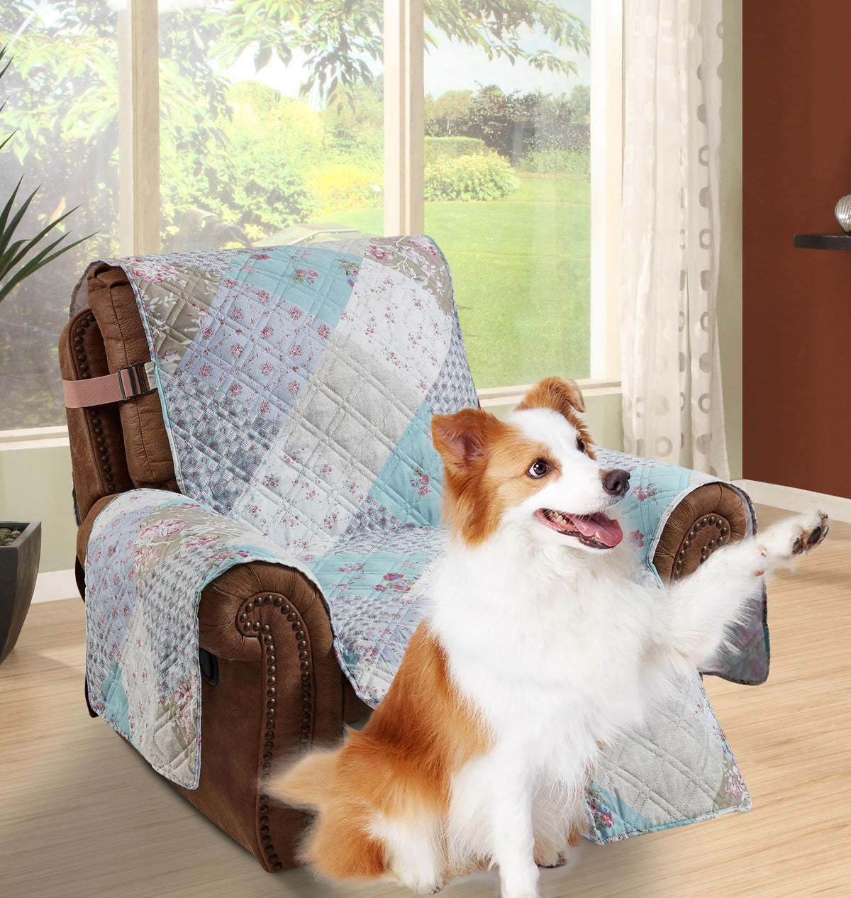 Brilliant Sunshine Blue Toile Couch Loveseat Slip Cover for Dogs