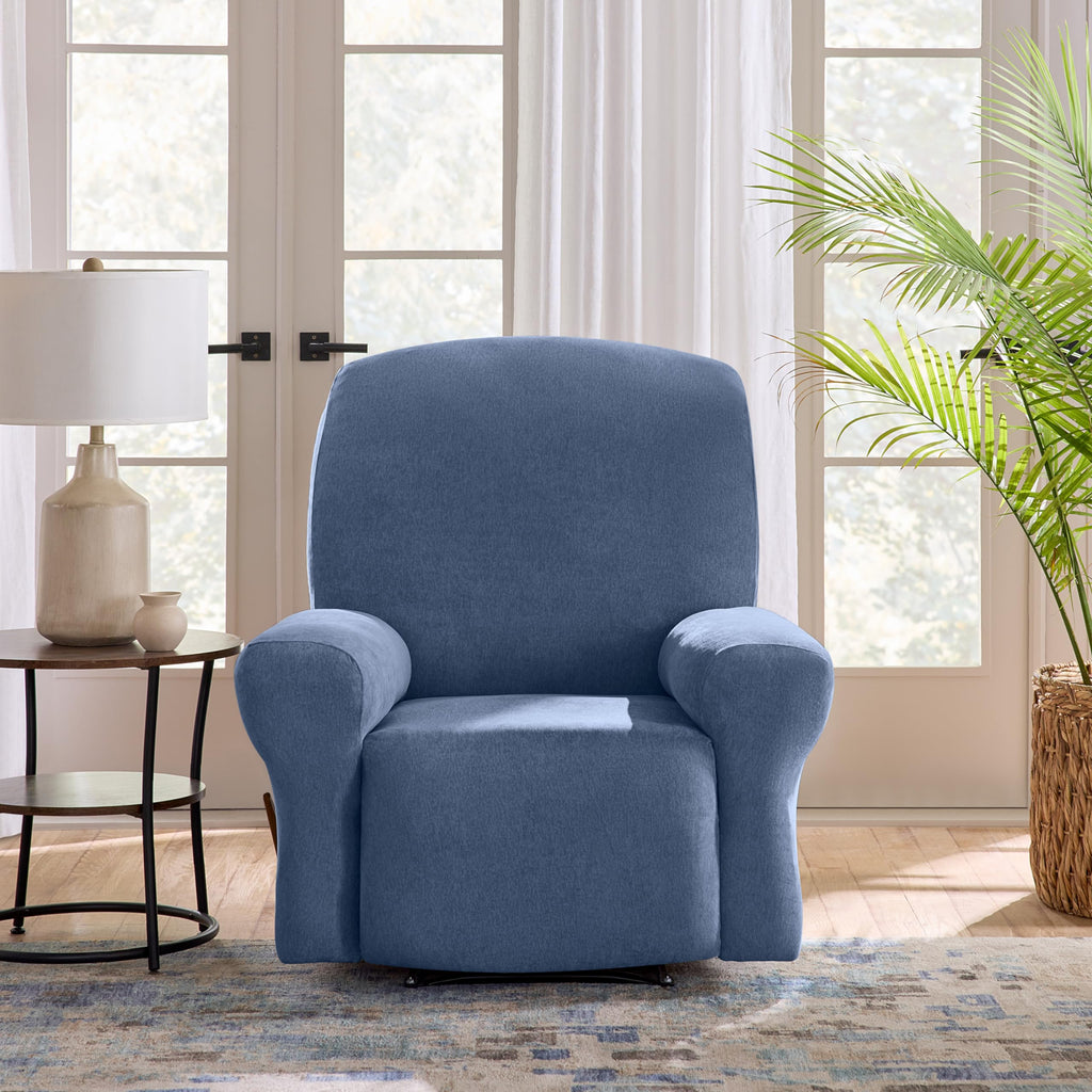SureFit Cedar Stretch Texture Loveseat Slipcovers, Two-Piece Loveseat Cover and Cushion Cover for A Secure Fit, Machine Washable Cushion and Loveseat Covers, Gray