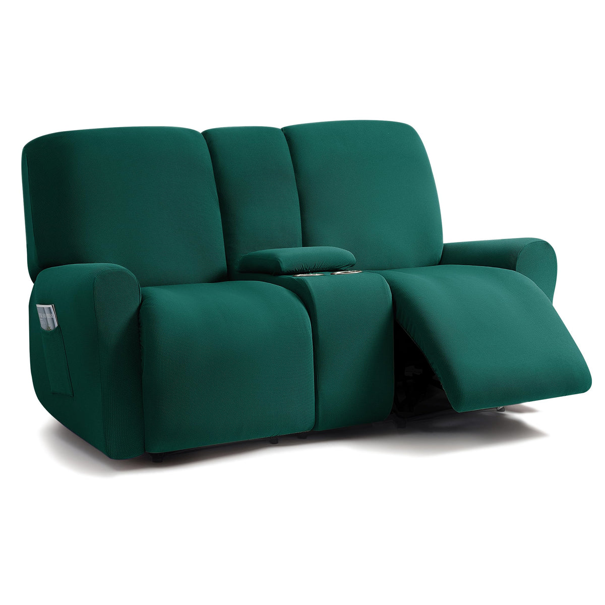 ULTICOR Jacquared Design, Reclining Loveseat Slipcover, 48" - 65" L, 2 Seat 6-Piece Recliner Cover, Washable (Retro Green)