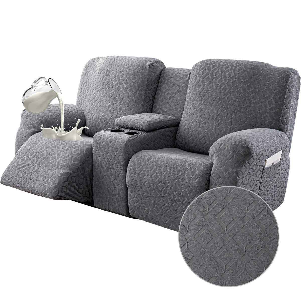 Genina Waterproof Recliner Loveseat Cover,2 Seat Couch Cover,Chocolate